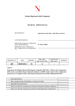 Decreto 685 del 08.09.2014 - Regione Campania Assessorato