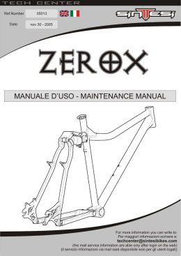 tech center MANUALE D`USO - MAINTENANCE MANUAL