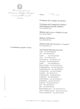 Trasmissione urgente via fax - Commissione di Garanzia e Sciopero