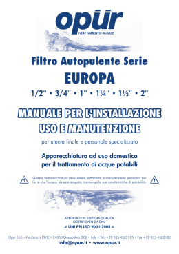 manuale FILTRO AUTOPULENTE SERIE EUROPA