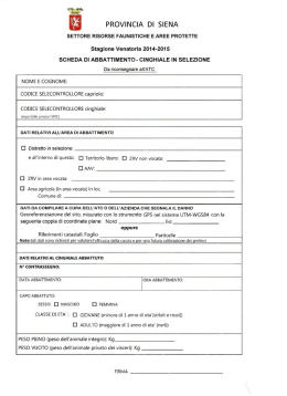 SETTORE RISORSE FAUNISTICHE E AREE PROTETTE