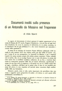 Documenti inediti sulla presenza di un Antonello da