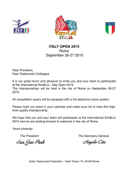 ITALY OPEN 2015 Rome September 26-27 2015