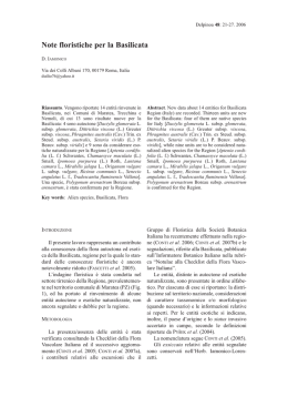 Note floristiche per la Basilicata - Universit&agrave; degli Studi di Napoli