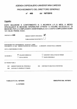 n&deg; 406 del 16/7/2015 - Azienda Ospedaliera Careggi