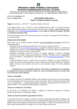 INFORMAZIONI PER ISCRIZIONI a. s. 2016