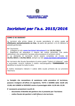 Iscrizioni per l`a.s. 2015/2016 - Scuola media Caduti di Cefalonia
