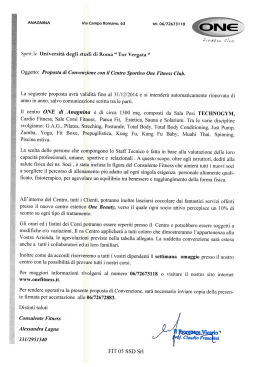 Convenzione One Fitness Club - Università degli Studi di Roma Tor