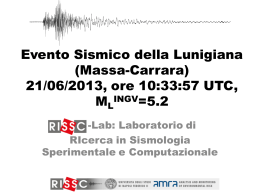 Evento Sismico - ISNet - Università degli Studi di Napoli Federico II