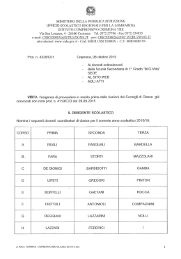 Nomina Coordinatori - Istituto Comprensivo Cremona Tre
