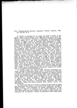 VITO FAZIO-ALLMAYER-Ricerche hegeliane, Firenze, Sansoni