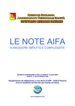 Le note AIFA a maggiore impatto e complessit&agrave;