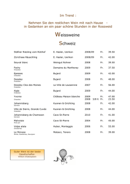 Weinkarte April - Restaurant zur Rossweid