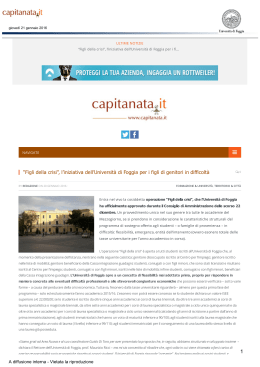 &ldquo;Figli della crisi&rdquo;, l`iniziativa dell`Universit&agrave; di Foggia per i figli di