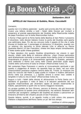 Settembre 2015 APPELLO del Vescovo di Gubbio, Mons. Ceccobelli