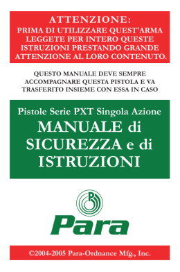 MANUALE di SICUREZZA e di ISTRUZIONI Para