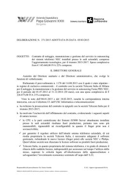 OGGETTO: Contratto di noleggio, manutenzione e gestione del
