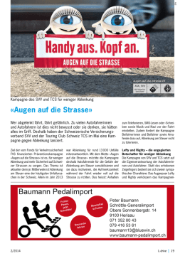 &laquo;Augen auf die Strasse&raquo; - Schweizerischer Fahrlehrerverband SFV