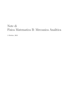 Note di Fisica Matematica B: Meccanica Analitica