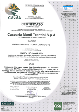FONDAZIONE EDMUND MACH . - CASEARIA MONTI TRENTINI