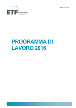 programma di lavoro 2016 - European Training Foundation