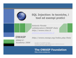 SQL Injection: le tecniche, i tool ed esempi pratici