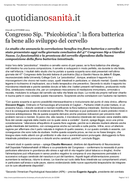 Congresso Sip. “Psicobiotica”: la flora batterica fa bene allo sviluppo