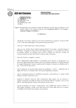 Decreto Designazione Fondazione IRCCS C&agrave; Granda Osped