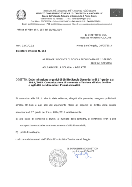 Organico di Diritto Scuola Secondaria Primo Grado