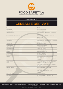 CEREALI E DERIVATI - Food Safety Lab: Home