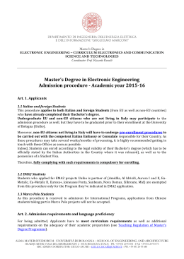 Call for admissions - Università di Bologna