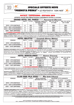 speciale offerte neve &ldquo;prenota prima&rdquo;