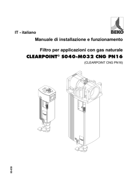 Manuale di installazione e funzionamento Filtro per applicazioni con