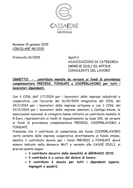 Ravenna 15 gennaio 2015 CIRCOLARE 48/2015 Protocollo 91