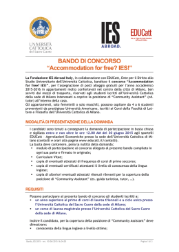 BANDO DI CONCORSO “Accommodation for free? IES!”