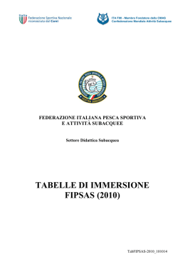 TABELLE DI IMMERSIONE FIPSAS (2010)