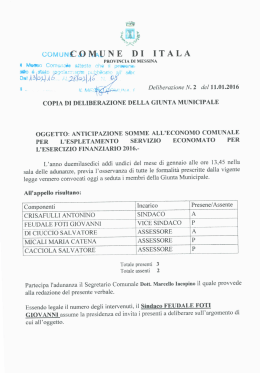 delibera di giunta municipale n.2 del 11/01/2016