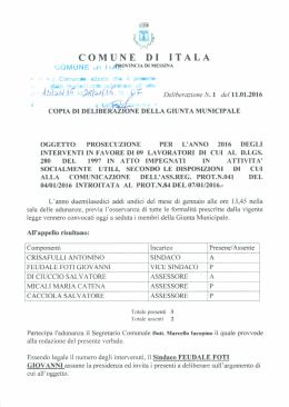 delibera di giunta municipale n1 del 11/01/2016