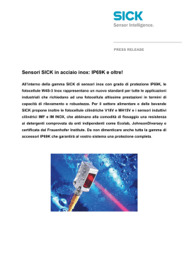 Sick: Sensori inox con grado di protezione IP69K