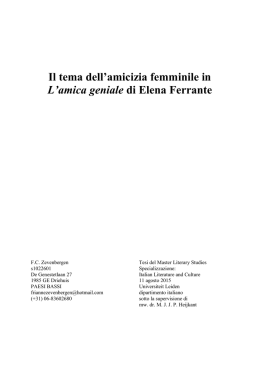 Il tema dell`amicizia femminile in L`amica geniale di Elena Ferrante
