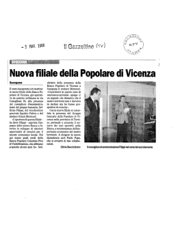 Nuova ﬁliale della Popolare di Vicenza