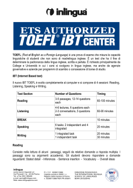 TOEFL (Test of English as a Foreign Language) è