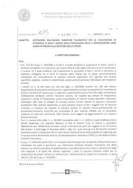 OGGETTO: lSTITUZIONE DELL`ELENCO FORNITORI TELEMATICO
