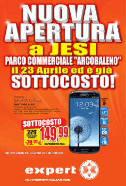 Dal 16 al 25 aprile 2015 SOTTOCOSTO