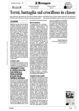TERNI. Battaglia sul crocefisso in classe