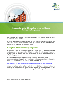 Traineeship call for applications