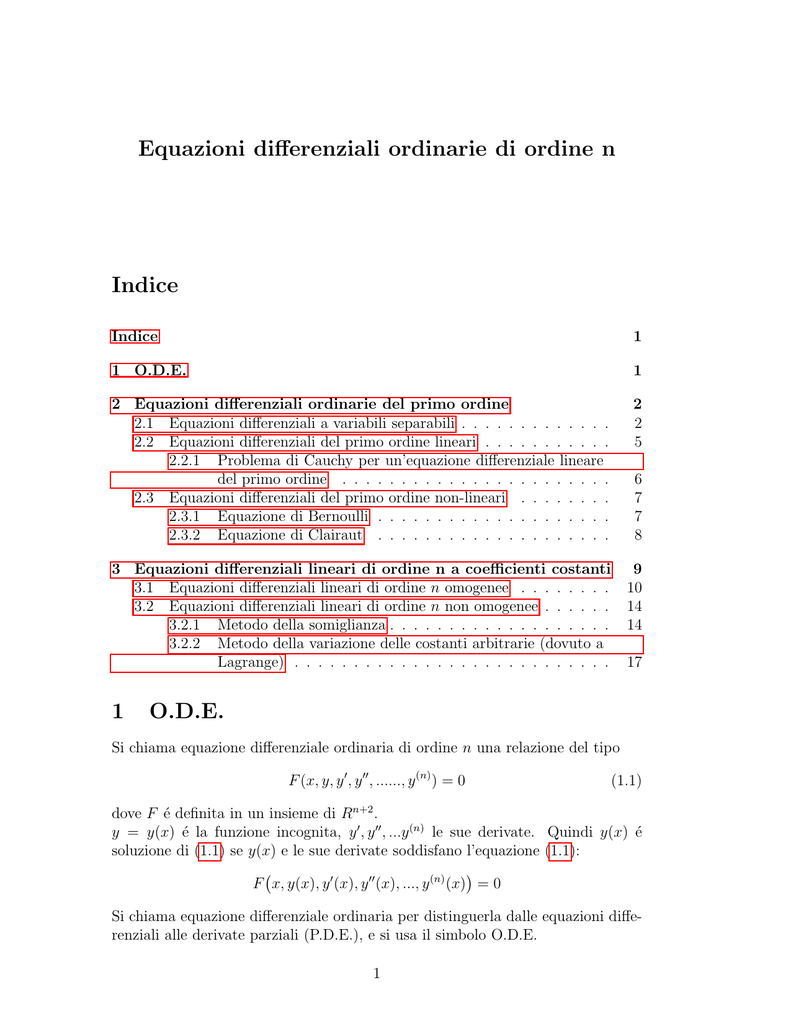 Appunti Sulle Equazioni Differenziali