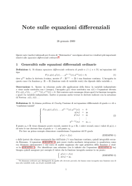 Note sulle equazioni differenziali