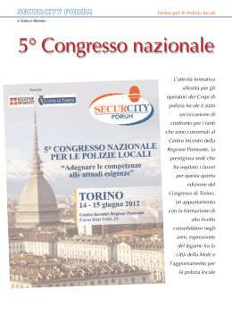 SECURCITY FORUM Torino per le Polizie locali &ndash; 5&deg; Congresso