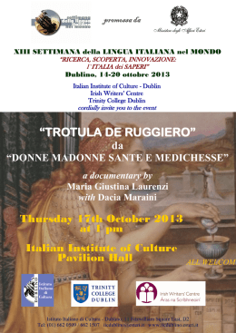 &ldquo;TROTULA DE RUGGIERO&rdquo; da - Istituto Italiano di Cultura